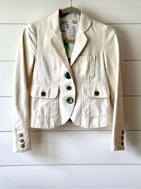 Trovata Cropped Utility Jacket Blazer Anthropologie Style Neutral Cotton Size XS